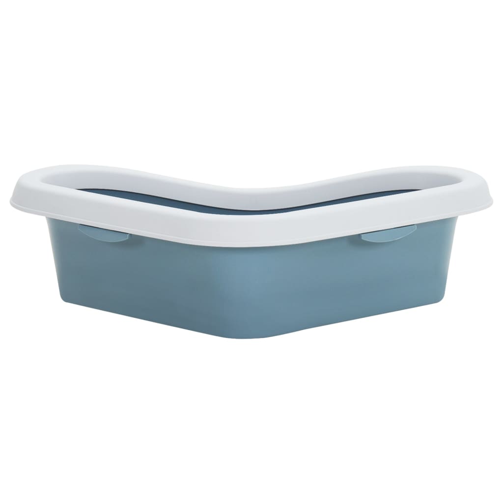 Berkfield Cat Litter Tray White and Blue 56x40x14 cm PP