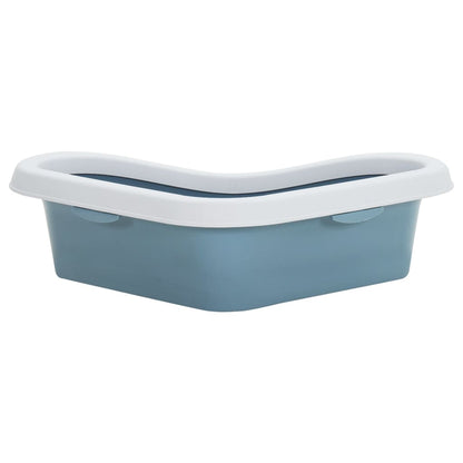 Berkfield Cat Litter Tray White and Blue 56x40x14 cm PP
