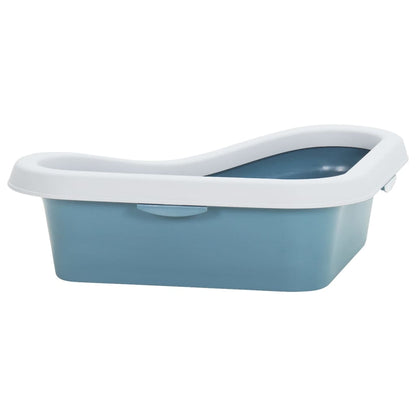 Berkfield Cat Litter Tray White and Blue 56x40x14 cm PP