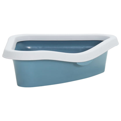 Berkfield Cat Litter Tray White and Blue 56x40x14 cm PP