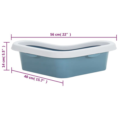 Berkfield Cat Litter Tray White and Blue 56x40x14 cm PP
