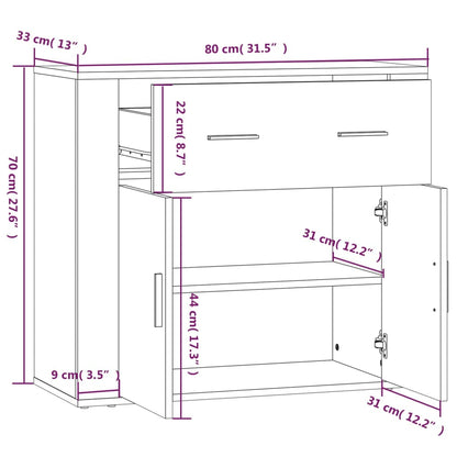 Berkfield Sideboard White 80x33x70 cm Engineered Wood