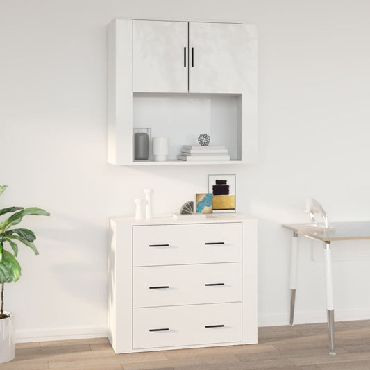 Berkfield Wall Cabinet High Gloss White 80x33x80 cm Engineered Wood