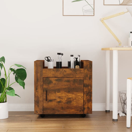 Berkfield Desk Trolley Smoked Oak 60x45x60 cm Engineered Wood