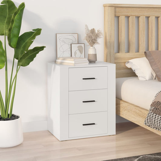 Berkfield Bedside Cabinet White 50x36x60 cm Engineered Wood