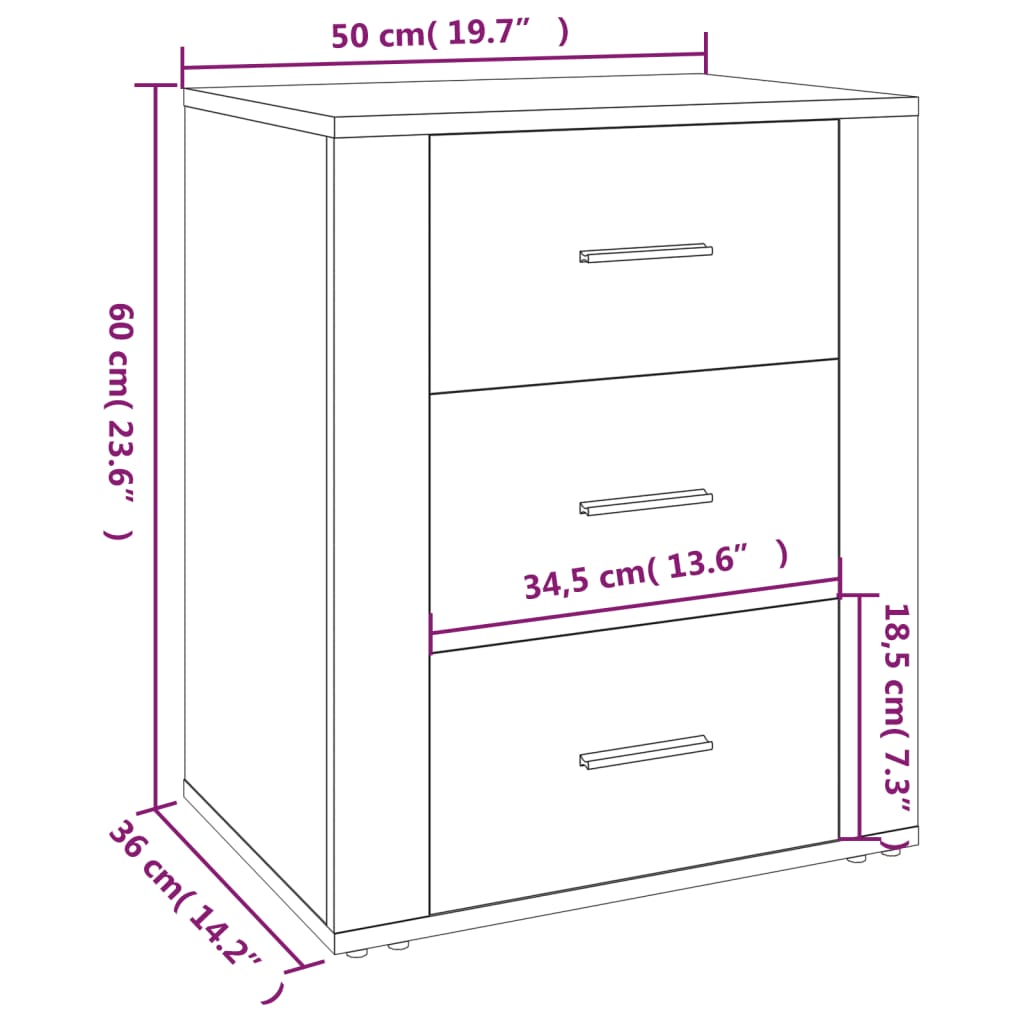 Berkfield Bedside Cabinet Sonoma Oak 50x36x60 cm Engineered Wood
