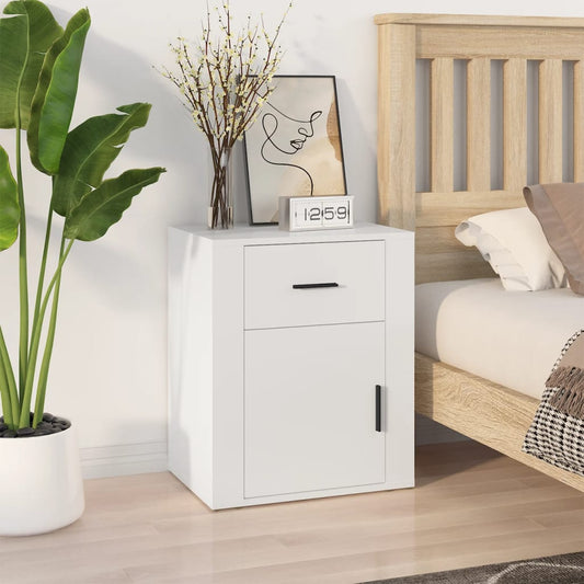 Berkfield Bedside Cabinet White 50x36x60 cm Engineered Wood