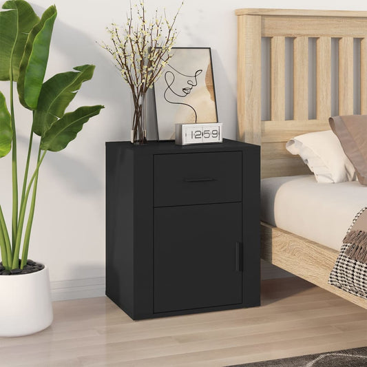 Berkfield Bedside Cabinet Black 50x36x60 cm Engineered Wood