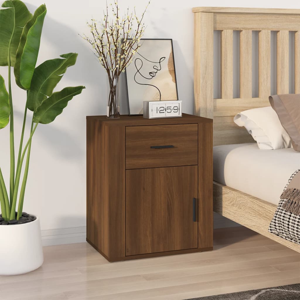 Berkfield Bedside Cabinet Brown Oak 50x36x60 cm Engineered Wood