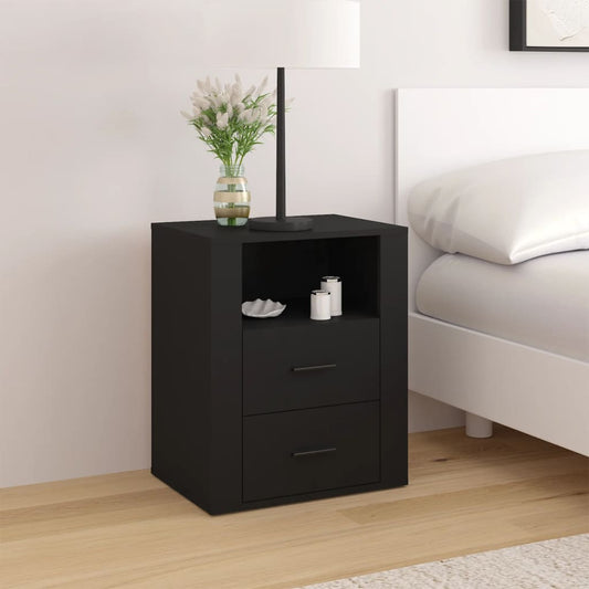 Berkfield Bedside Cabinet Black 50x36x60 cm Engineered Wood