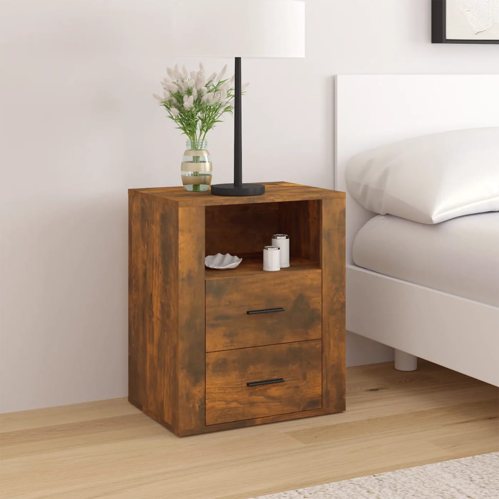 Berkfield Bedside Cabinet Smoked Oak 50x36x60 cm Engineered Wood