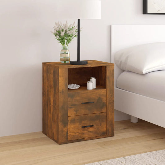 Berkfield Bedside Cabinet Smoked Oak 50x36x60 cm Engineered Wood