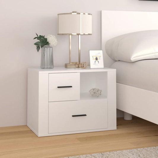 Berkfield Bedside Cabinet White 60x36x45 cm Engineered Wood