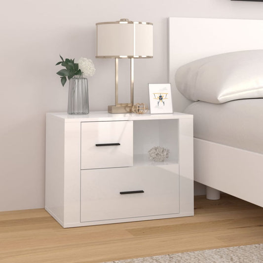 Berkfield Bedside Cabinet High Gloss White 60x36x45 cm Engineered Wood