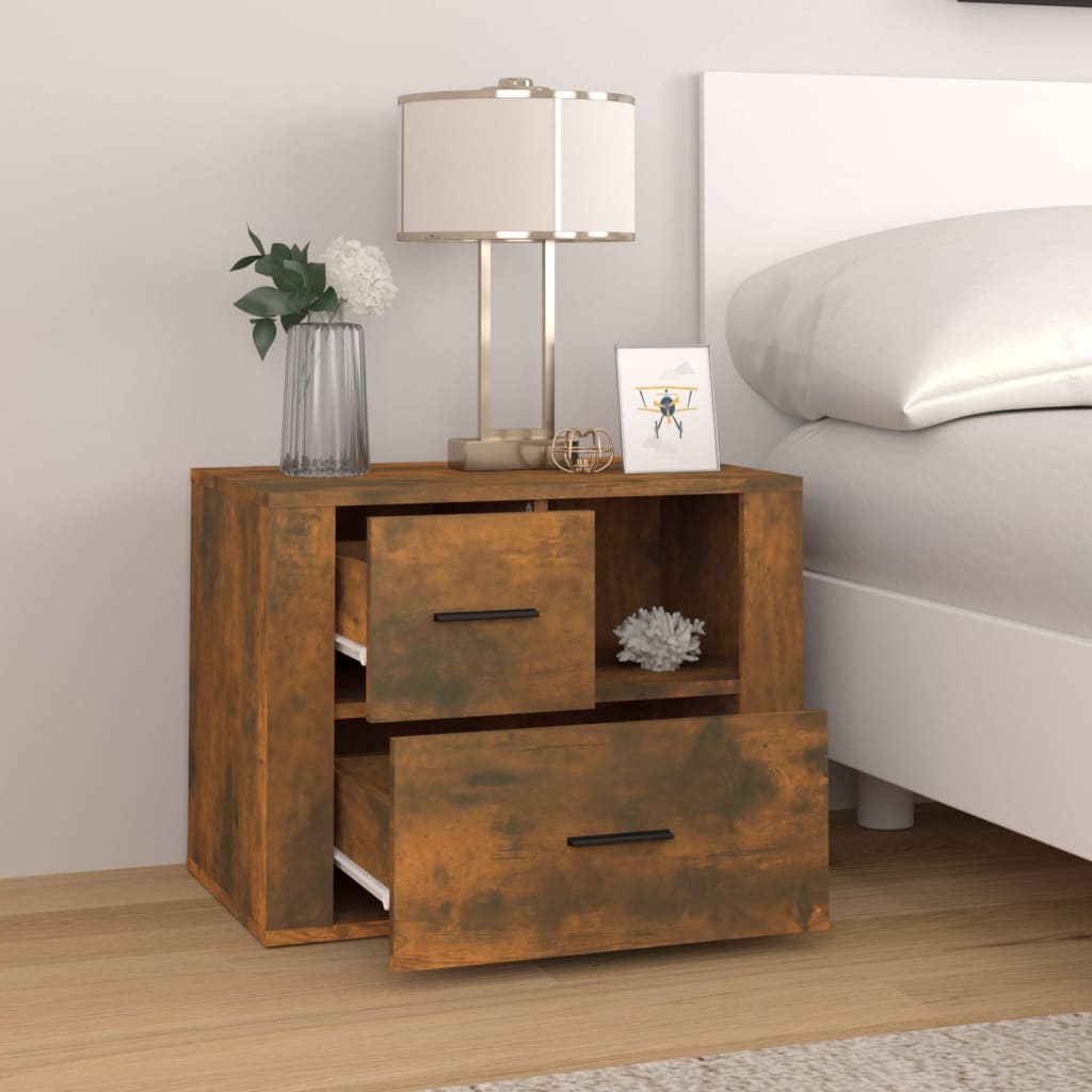 Berkfield Bedside Cabinet Smoked Oak 60x36x45 cm Engineered Wood