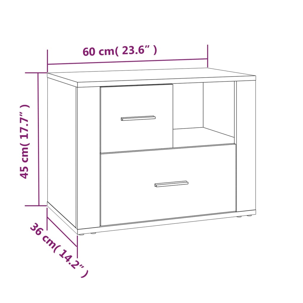 Berkfield Bedside Cabinet Smoked Oak 60x36x45 cm Engineered Wood