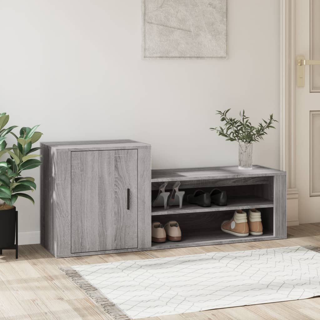 Berkfield Shoe Cabinet Grey Sonoma 130x35x54 cm Engineered Wood