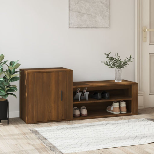 Berkfield Shoe Cabinet Brown Oak 130x35x54 cm Engineered Wood