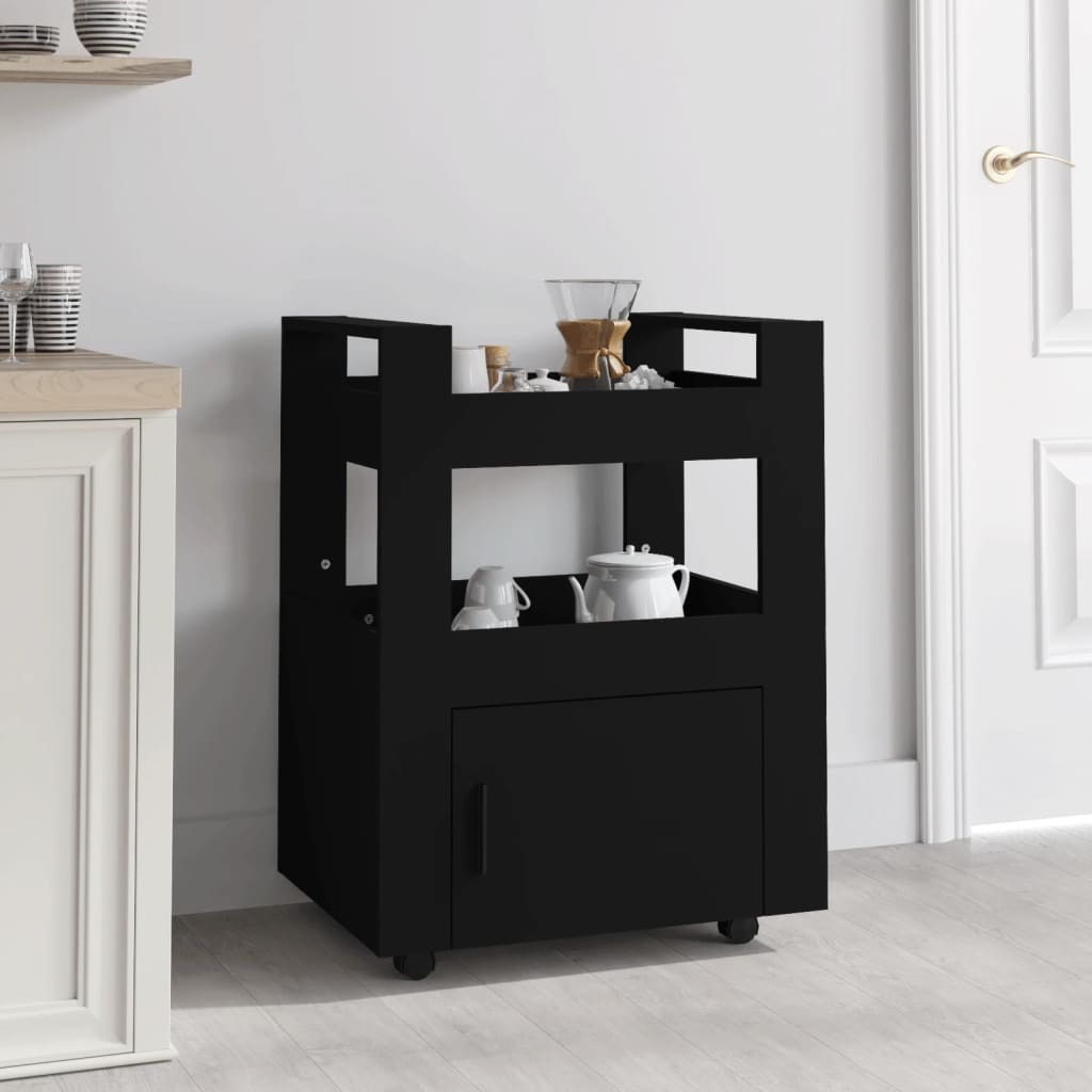 Berkfield Kitchen Trolley Black 60x45x80 cm Engineered Wood