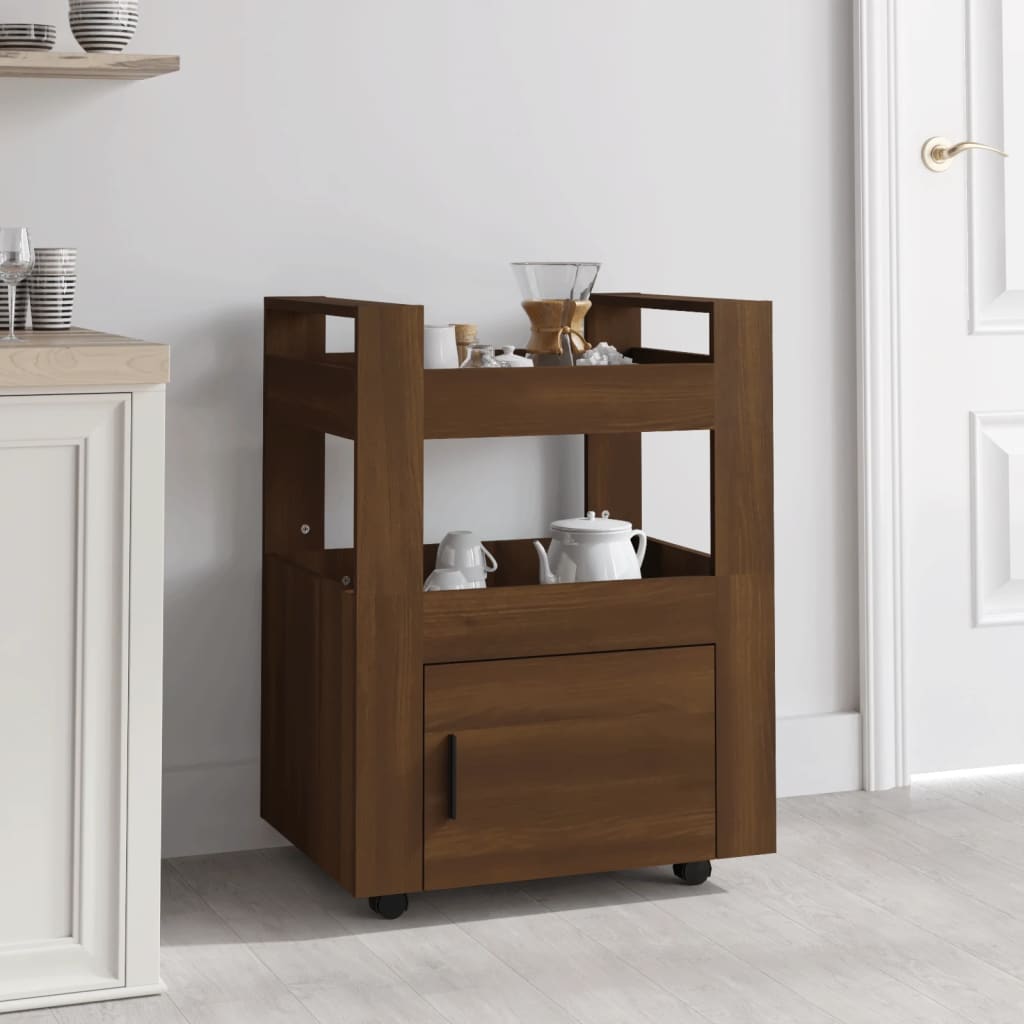 Berkfield Kitchen Trolley Brown Oak 60x45x80 cm Engineered Wood