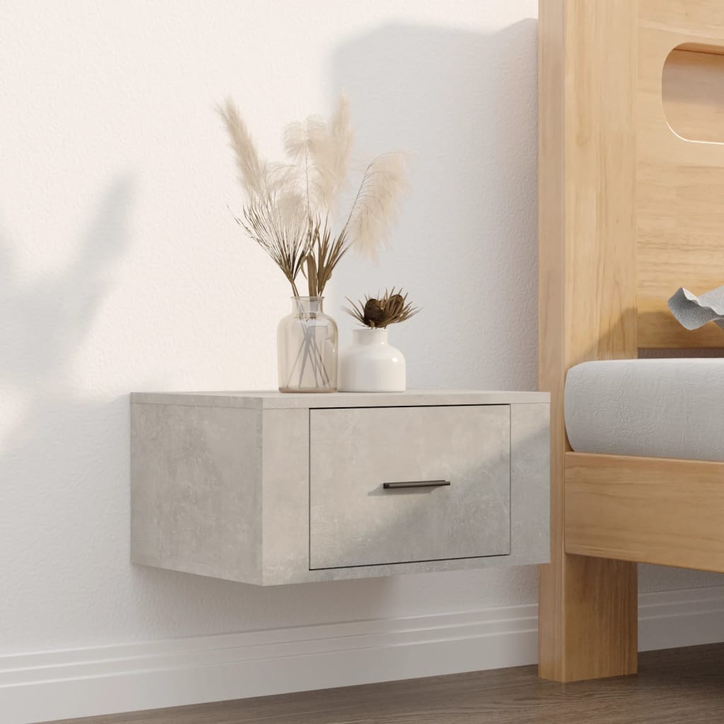 Berkfield Wall-mounted Bedside Cabinet Concrete Grey 50x36x25 cm