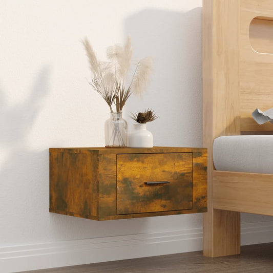Berkfield Wall-mounted Bedside Cabinet Smoked Oak 50x36x25 cm