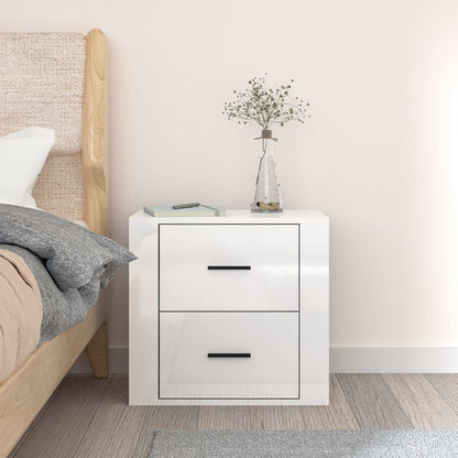 Berkfield Wall-mounted Bedside Cabinet High Gloss White 50x36x47 cm