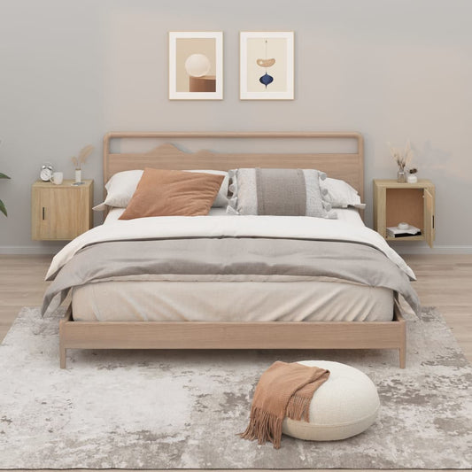Berkfield Wall-mounted Bedside Cabinets 2 pcs Sonoma Oak 50x30x47 cm