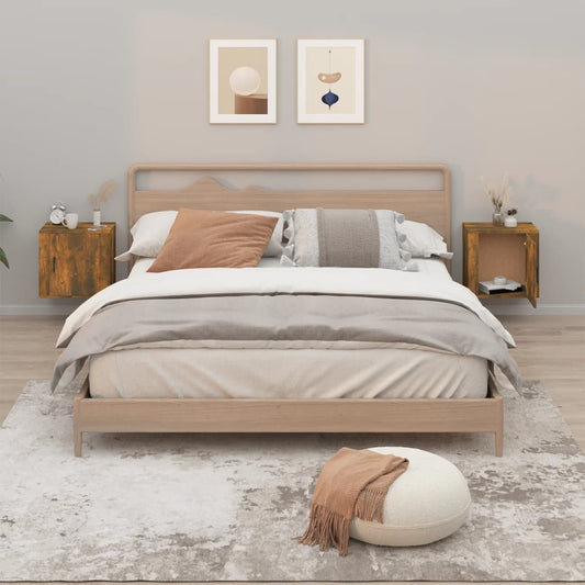 Berkfield Wall-mounted Bedside Cabinets 2 pcs Smoked Oak 50x30x47 cm