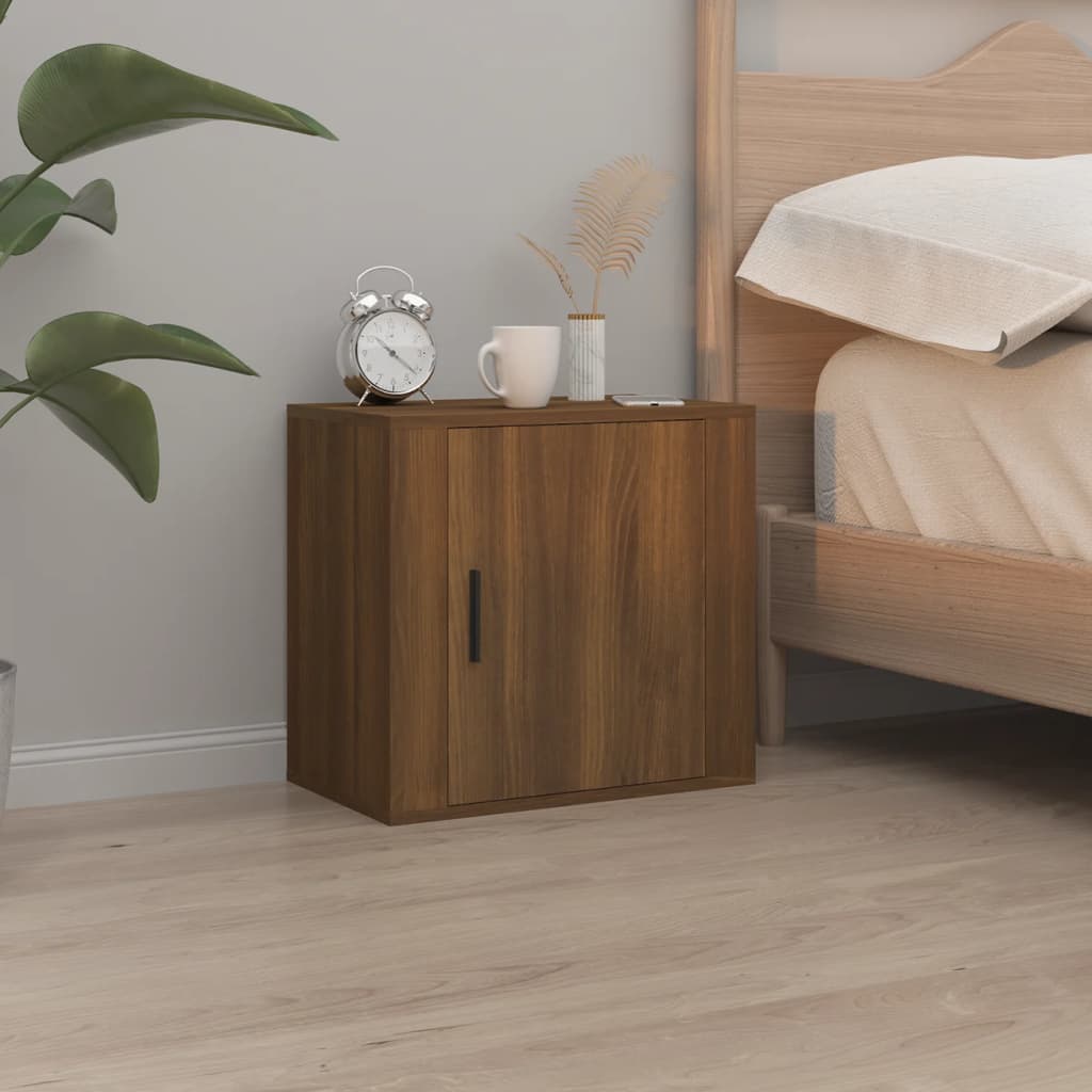 Berkfield Wall-mounted Bedside Cabinet Brown Oak 50x30x47 cm