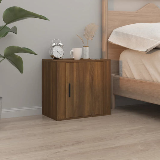 Berkfield Wall-mounted Bedside Cabinet Brown Oak 50x30x47 cm