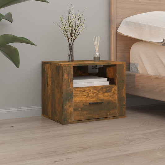 Berkfield Wall-mounted Bedside Cabinet Smoked Oak 50x36x40 cm