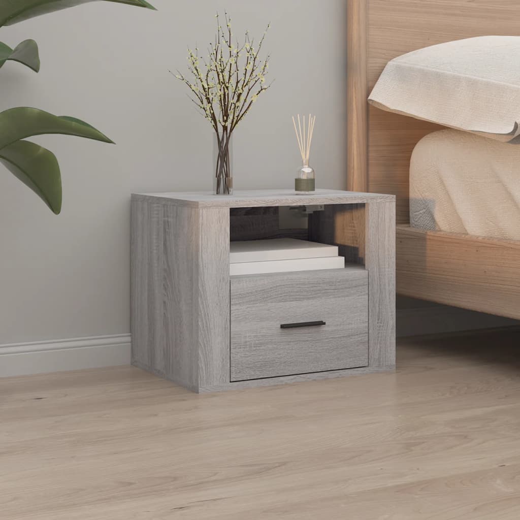 Berkfield Wall-mounted Bedside Cabinet Grey Sonoma 50x36x40 cm
