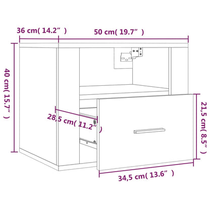 Berkfield Wall-mounted Bedside Cabinets 2 pcs Grey Sonoma 50x36x40 cm