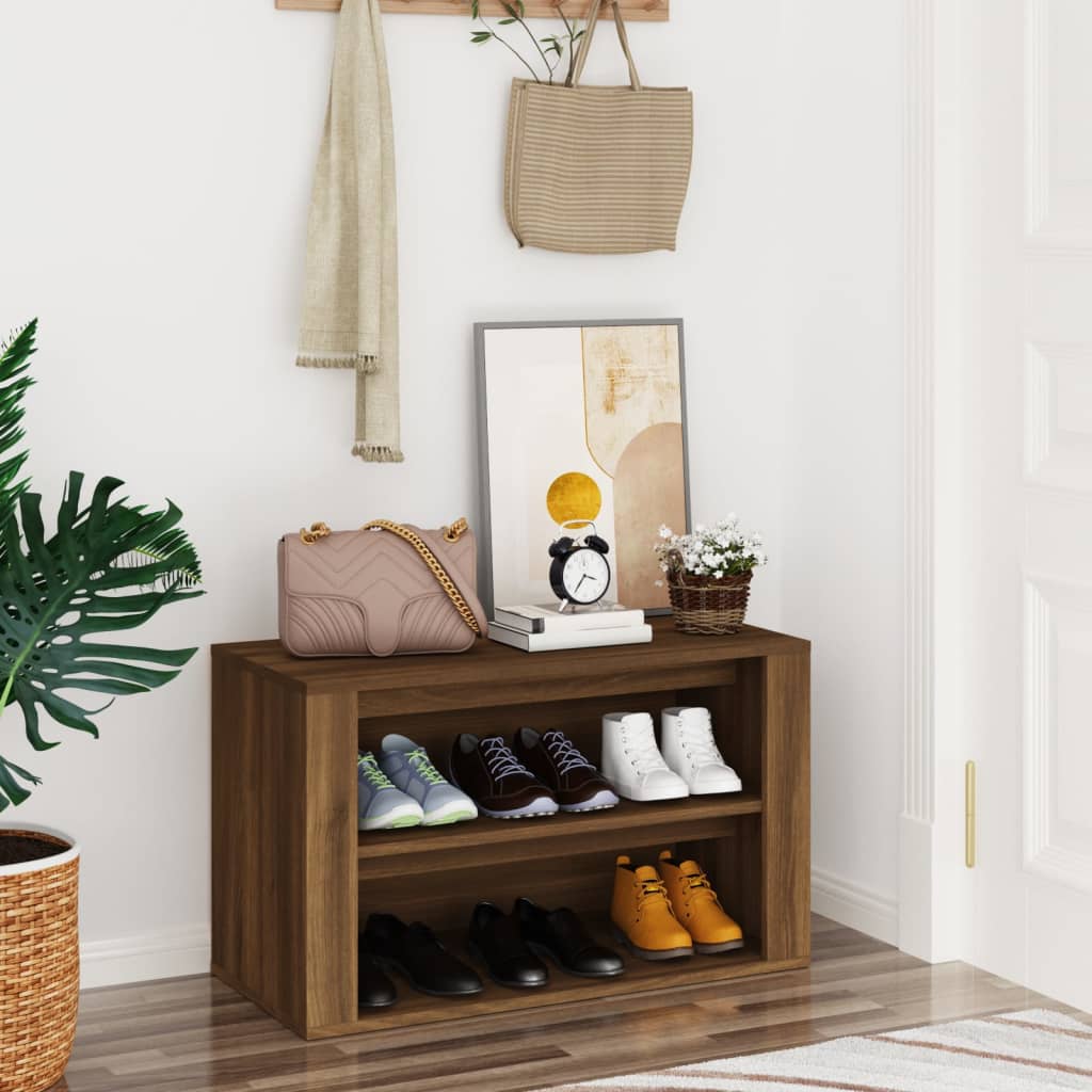 Berkfield Shoe Rack Brown Oak 75x35x45 cm Engineered Wood