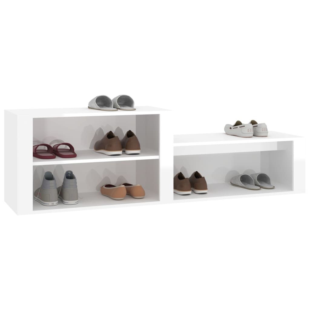 Berkfield Shoe Cabinet High Gloss White 150x35x45 cm Engineered Wood