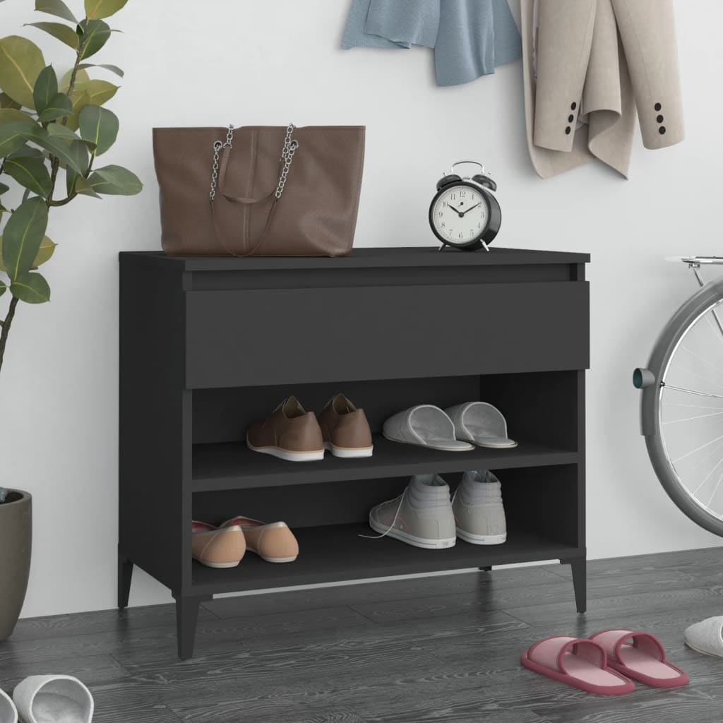 Berkfield Shoe Cabinet Black 70x36x60 cm Engineered Wood