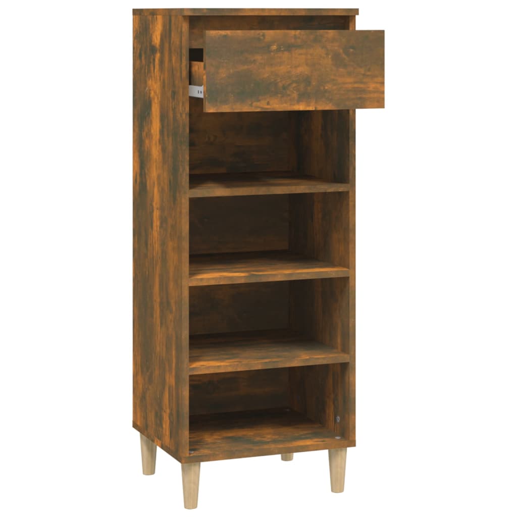 Berkfield Shoe Cabinet Smoked Oak 40x36x105 cm Engineered Wood