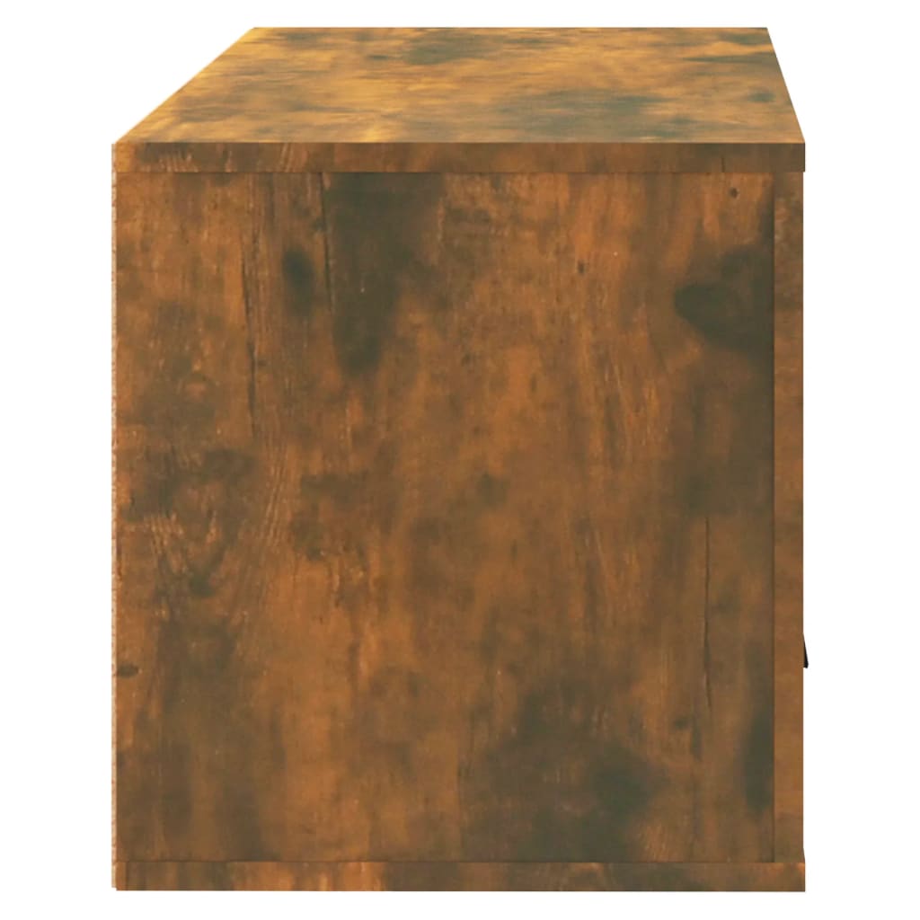 Berkfield Wall-mounted Shoe Cabinet Smoked Oak 70x35x38 cm Solid Wood Pine