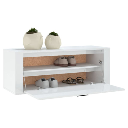 Berkfield Wall Shoe Cabinet High Gloss White 100x35x38 cm Engineered Wood