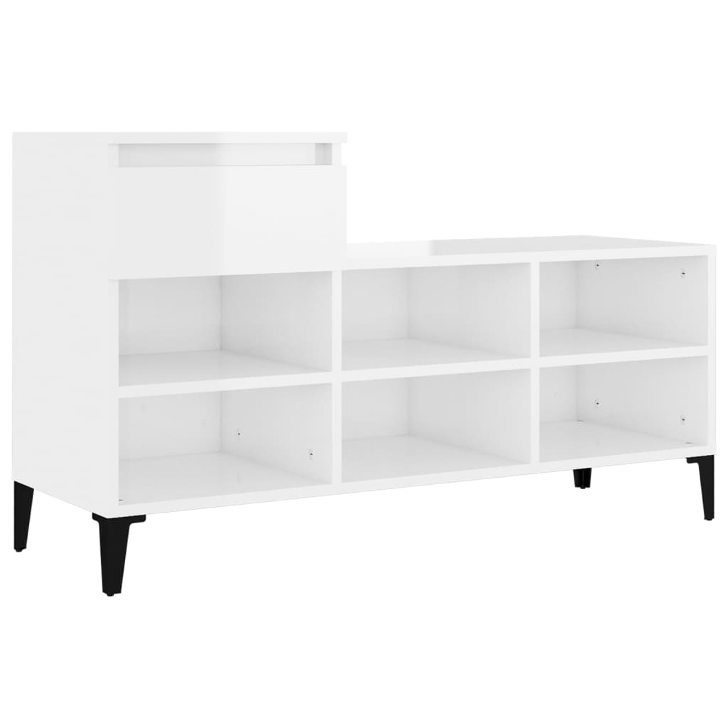 Berkfield Shoe Cabinet High Gloss White 102x36x60 cm Engineered Wood