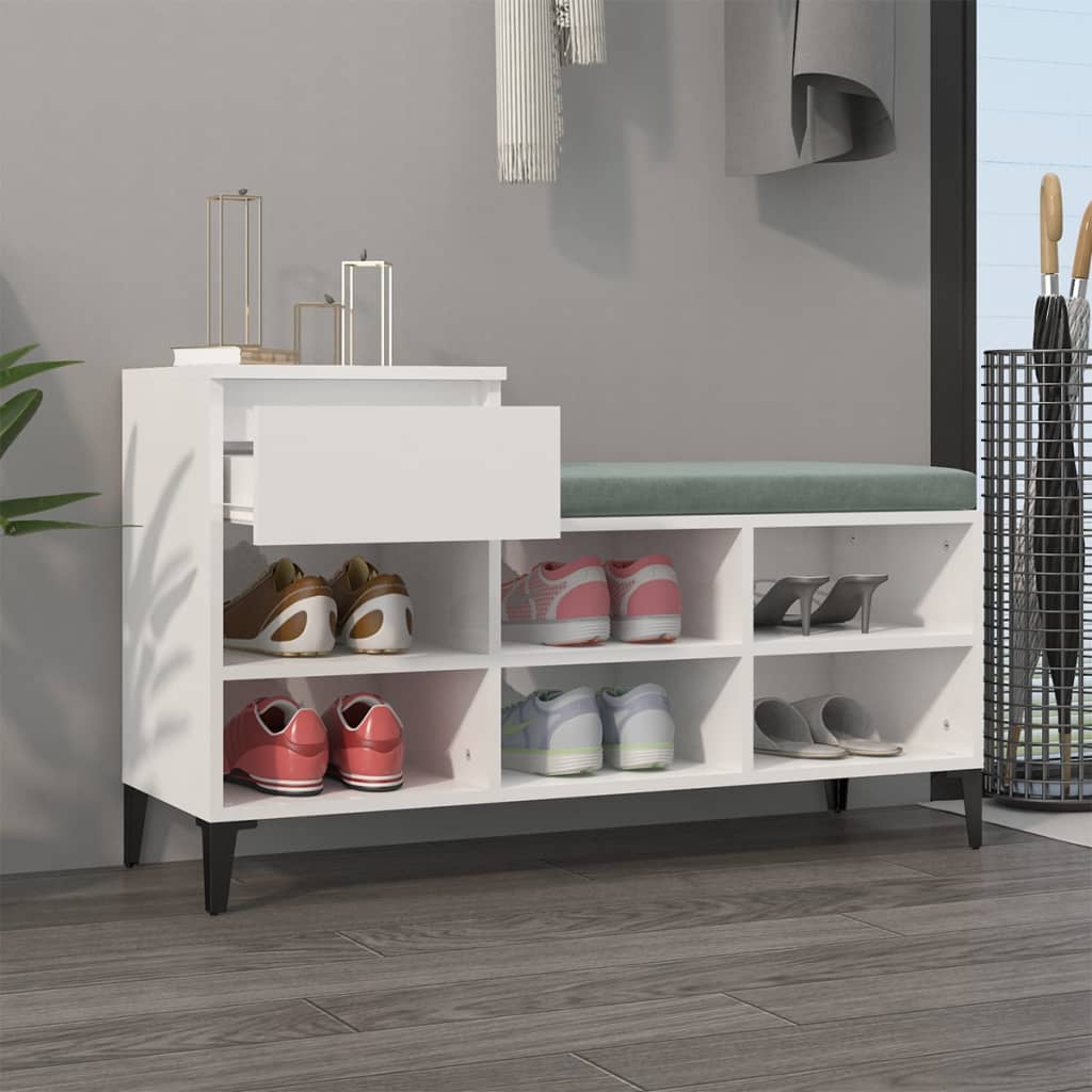 Berkfield Shoe Cabinet High Gloss White 102x36x60 cm Engineered Wood