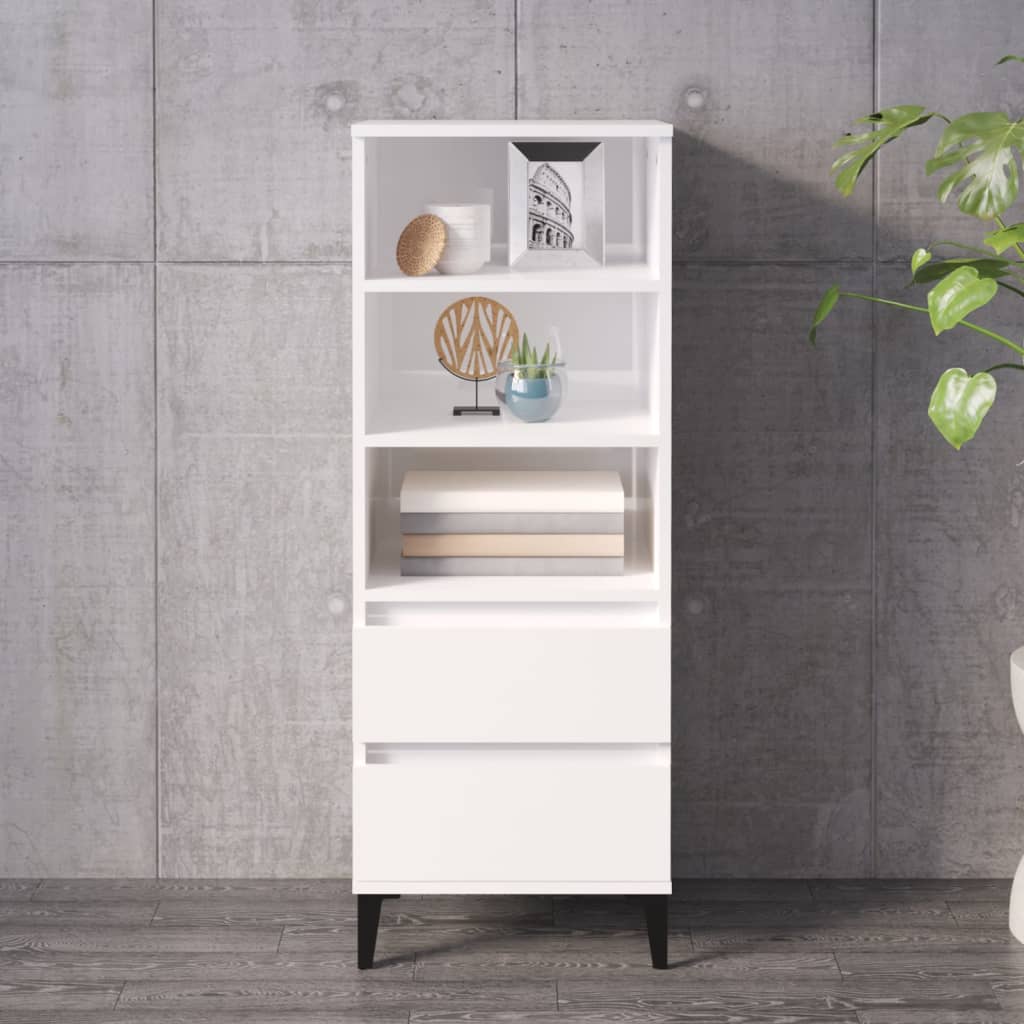 Berkfield Highboard High Gloss White 40x36x110 cm Engineered Wood