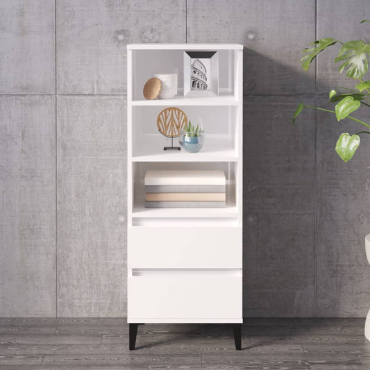 Berkfield Highboard High Gloss White 40x36x110 cm Engineered Wood