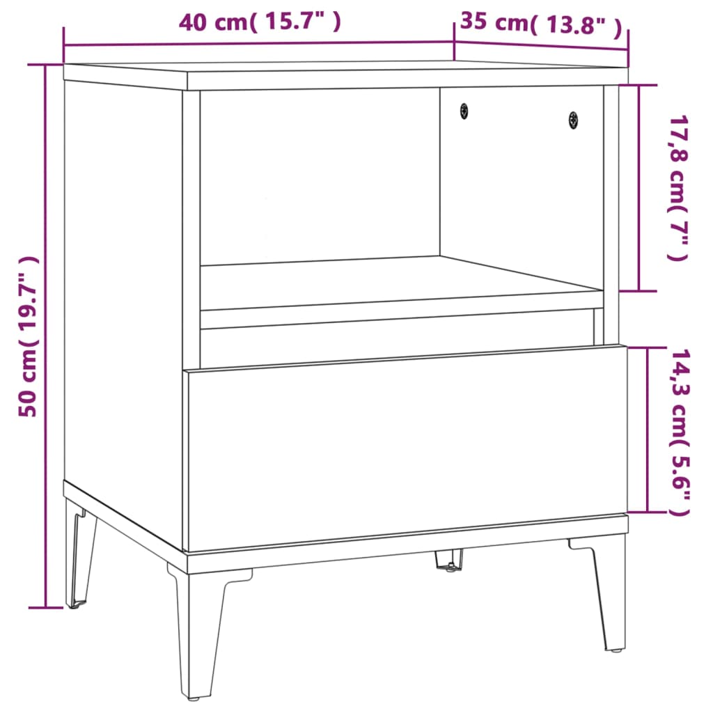 Berkfield Bedside Cabinet Grey Sonoma 40x35x50 cm