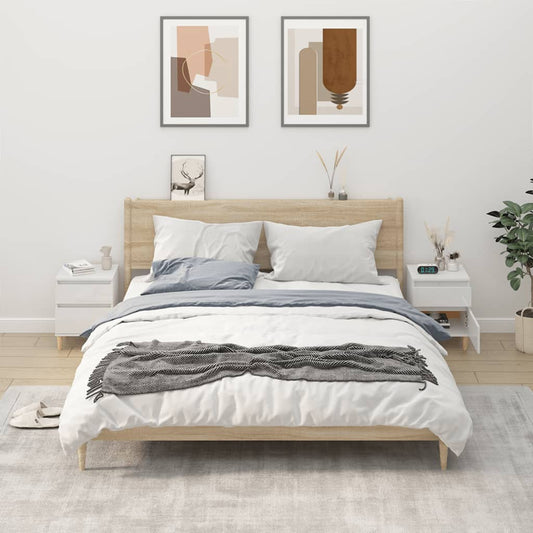 Berkfield Bedside Cabinets 2 pcs High Gloss White 40x35x50 cm