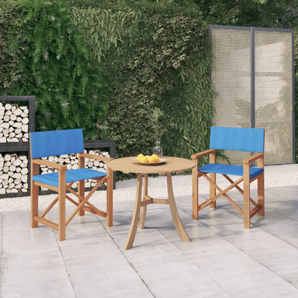 Berkfield Director's Chairs 2 pcs Solid Teak Wood Blue