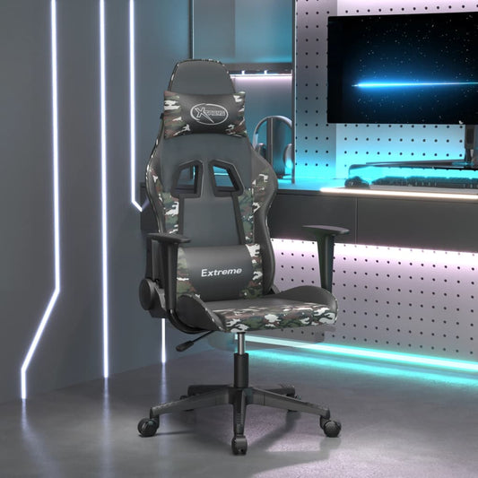 Berkfield Gaming Chair with Footrest Black and Camouflage Faux Leather
