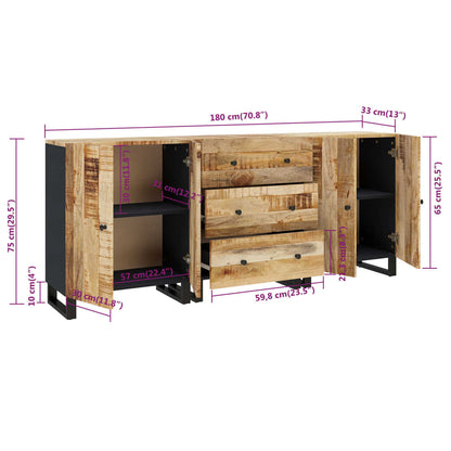 Berkfield Sideboards 3 pcs Rough Mango Wood