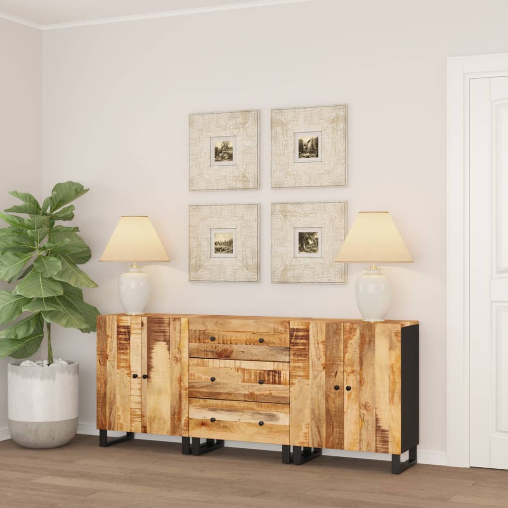 Berkfield Sideboards 3 pcs Rough Mango Wood